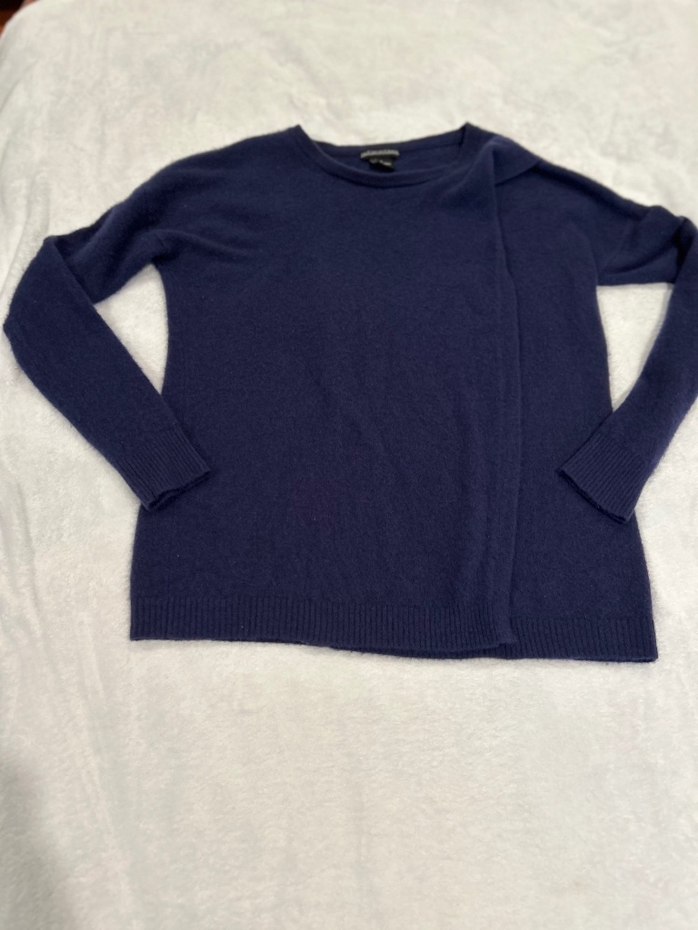 Sofia Cashmere Navy Sweater 100% Cashmere Overlapping Layers